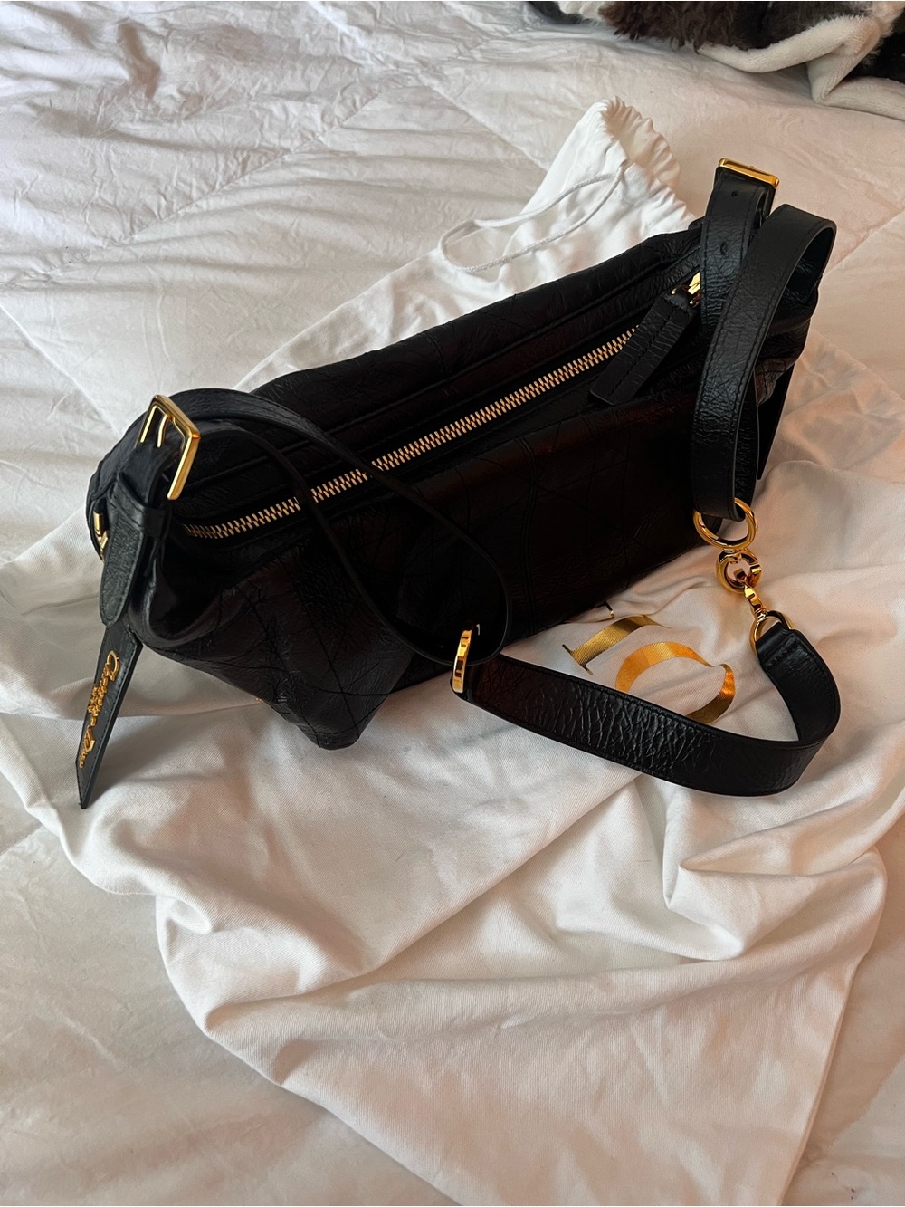 Dior Black Leather Crossbody Bag with Gold Hardware